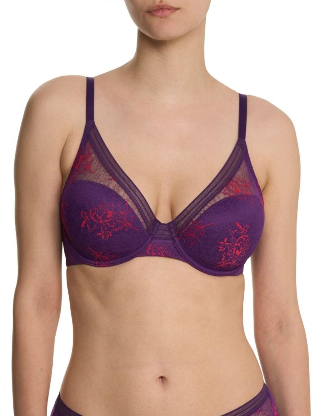 Natori Love Lace Full Cover Bra Vivid Grape Sakura Size 34D NWT